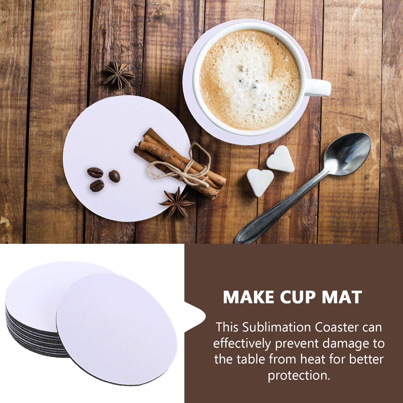 10Pcs Sublimation Cup Coasters - Coaster Sublimation Blank recensie en prijs