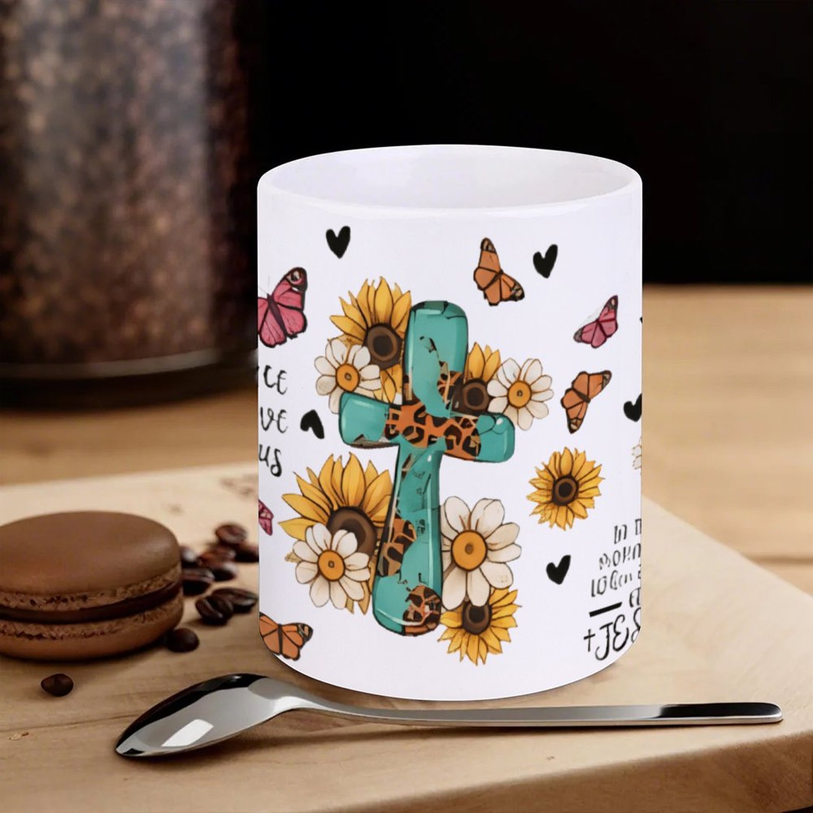 A Cross Surrounded By Sunflowe - Sublimation Mug White recensie en prijs