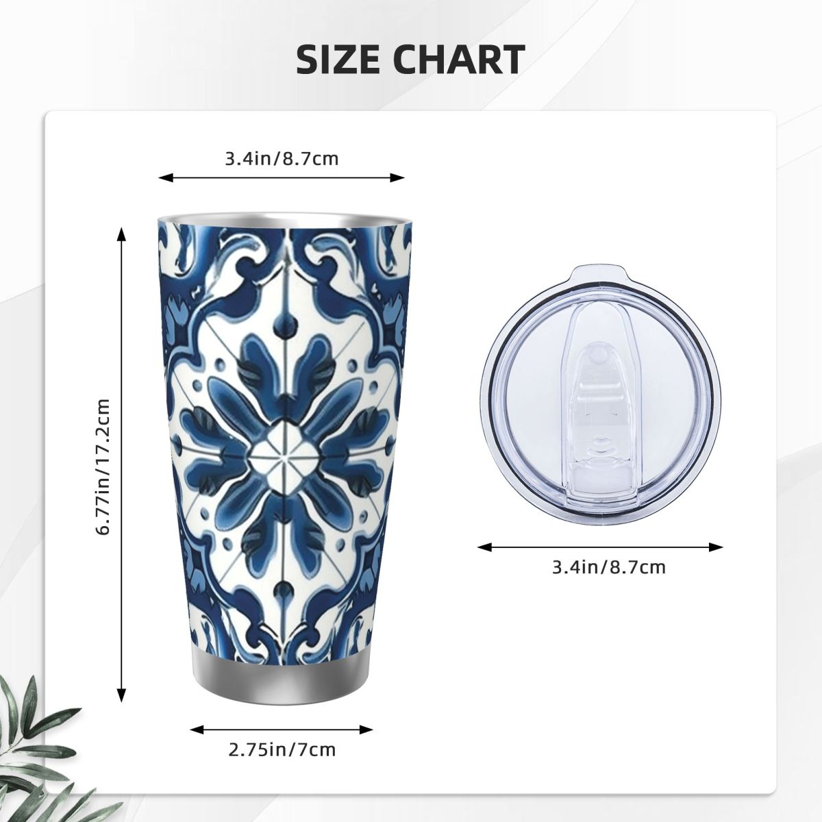 Blue And White Majolica Patter - Tumbler 20Oz White recensie en prijs