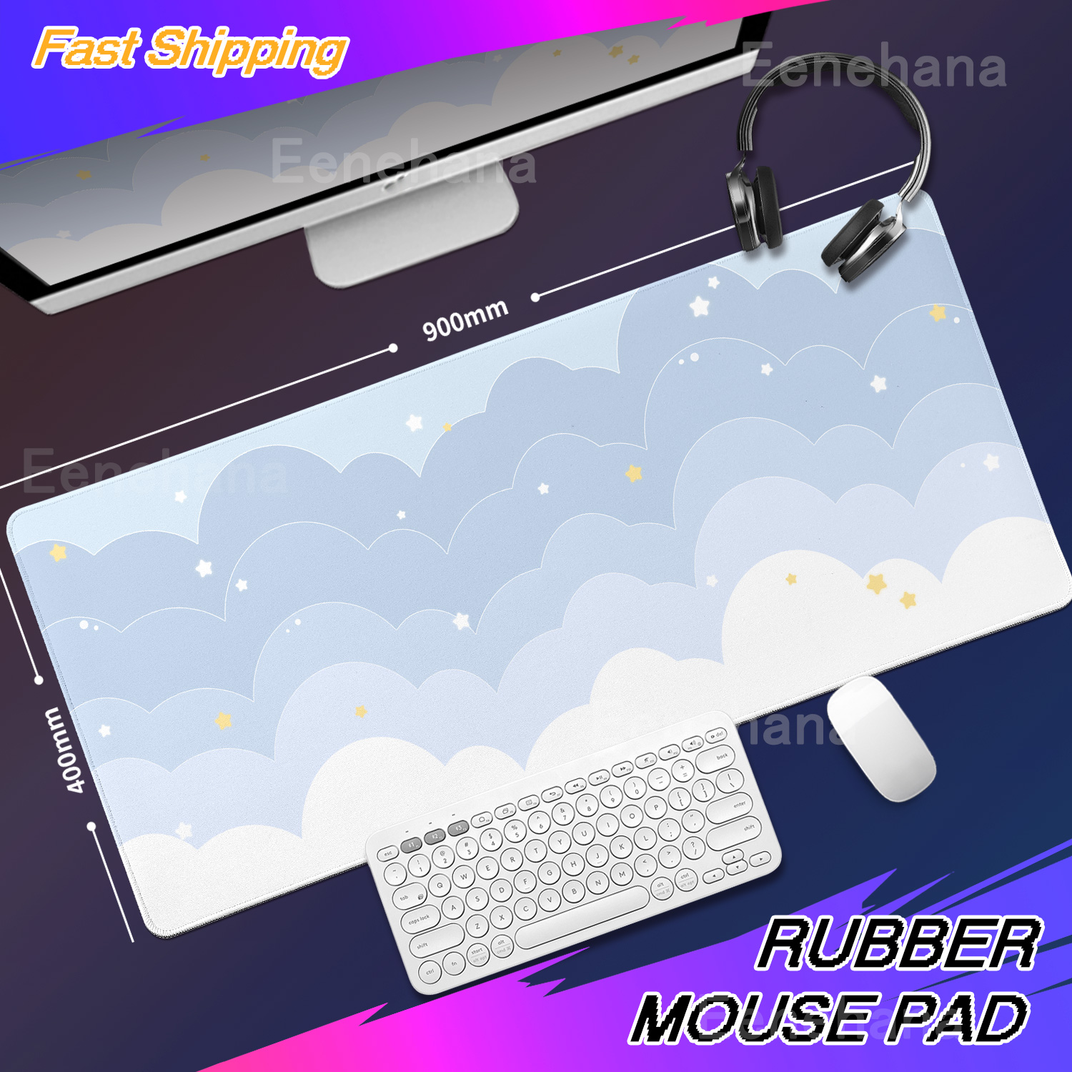 Light Blue Pink Clouds Desk Ma - Mouse Pad Blank Sublimation recensie en prijs