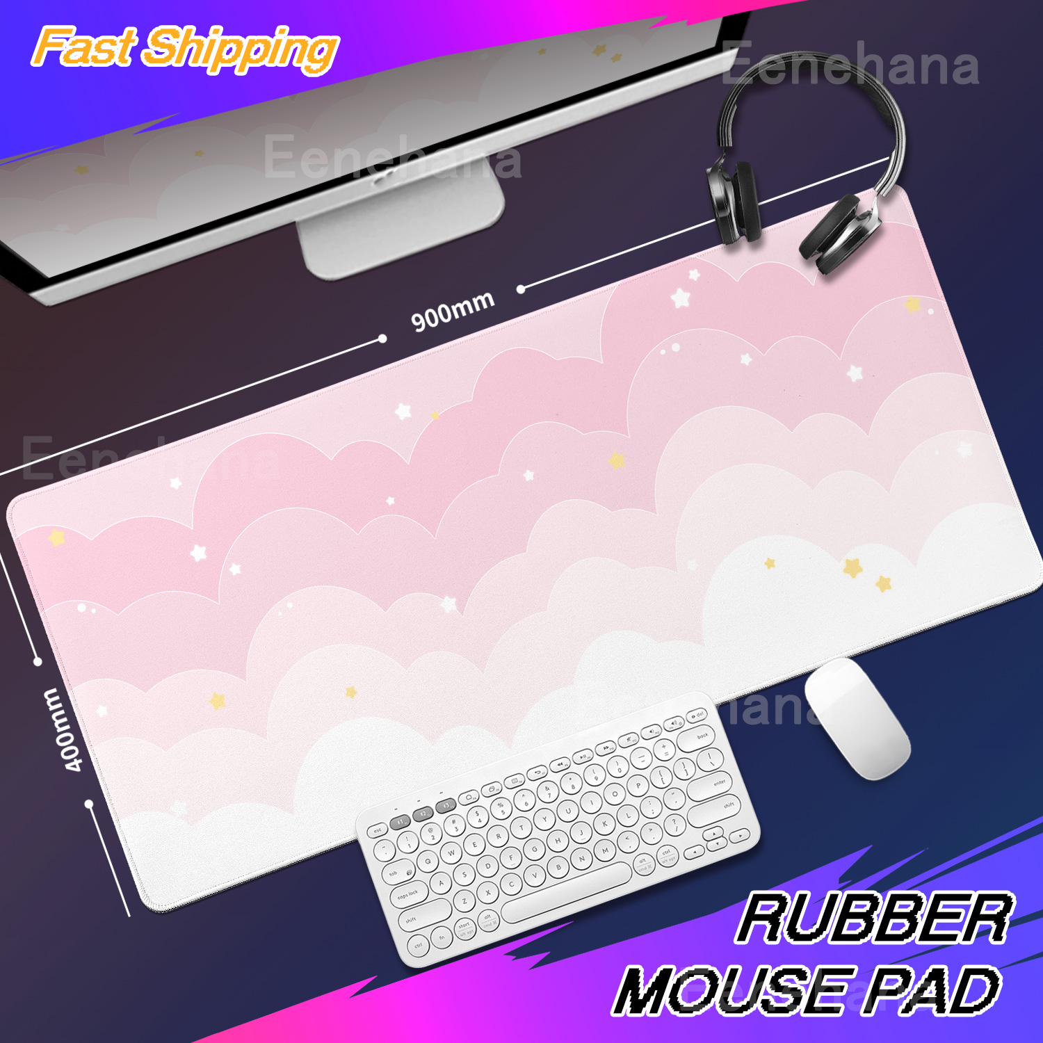 Light Blue Pink Clouds Desk Ma - Mouse Pad Blank Sublimation recensie en prijs