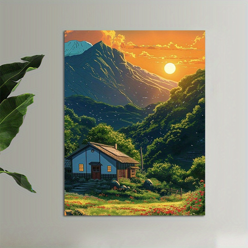 1pc Mountain Cabin Sunset Canv - Canvas Wrap Ready recensie en prijs